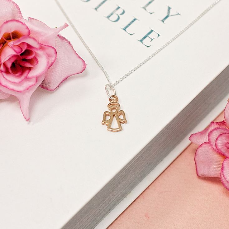 Rose Gold Guardian Angel Pendant In Personalised Gift Box product image