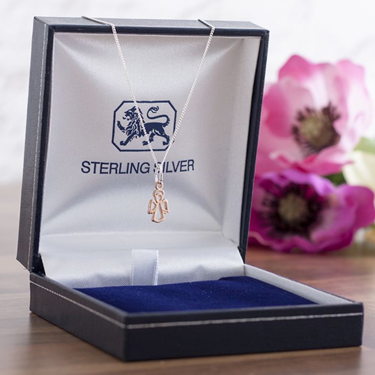 Rose Gold Guardian Angel Pendant In Personalised Gift Box product image