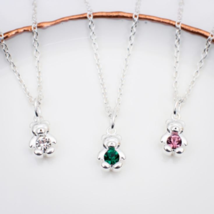 Sterling Silver Birthstone Teddy Necklace product image