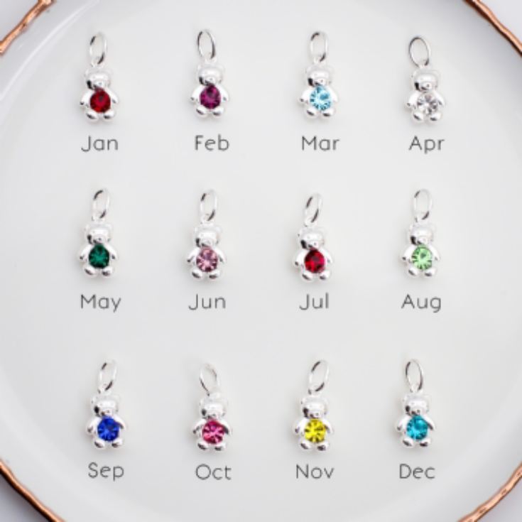 Sterling Silver Birthstone Teddy Necklace product image
