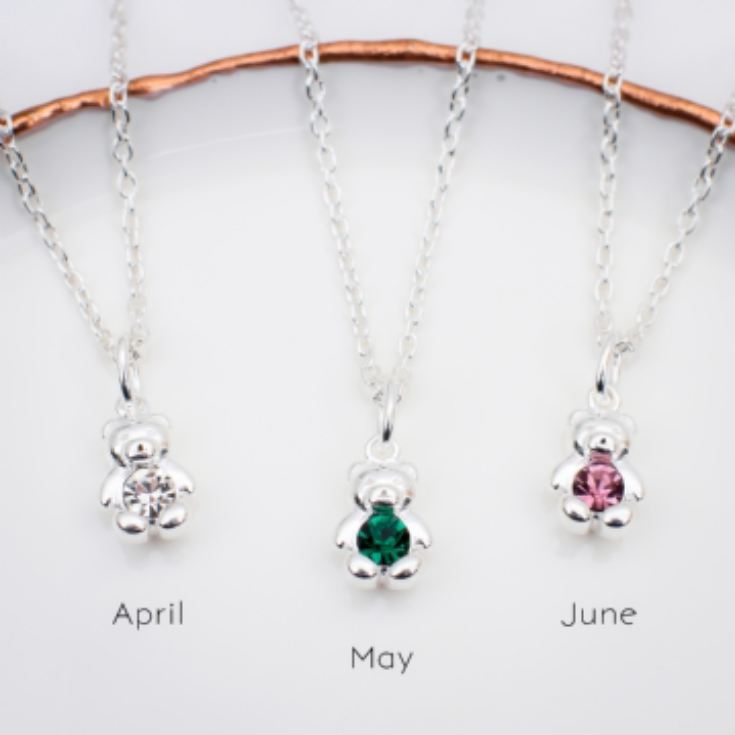 Sterling Silver Birthstone Teddy Necklace product image