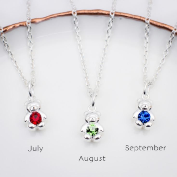 Sterling Silver Birthstone Teddy Necklace product image