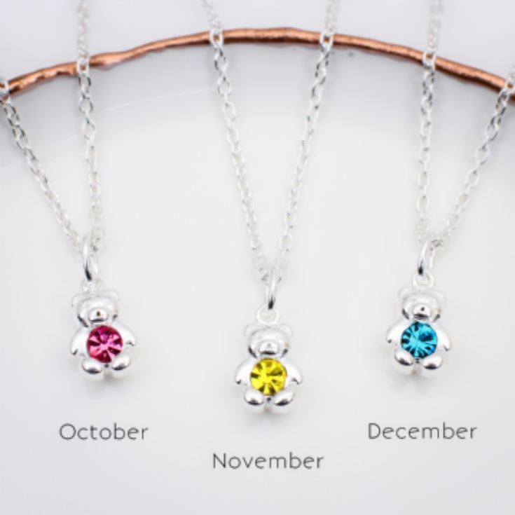 Sterling Silver Birthstone Teddy Necklace product image