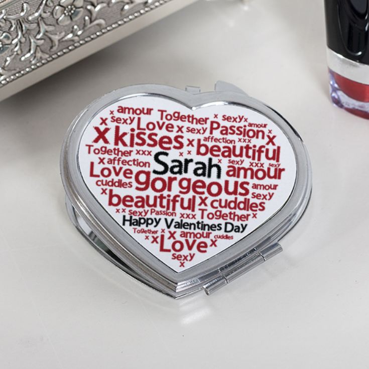 Personalised Valentine's Day Heart Handbag Mirror product image