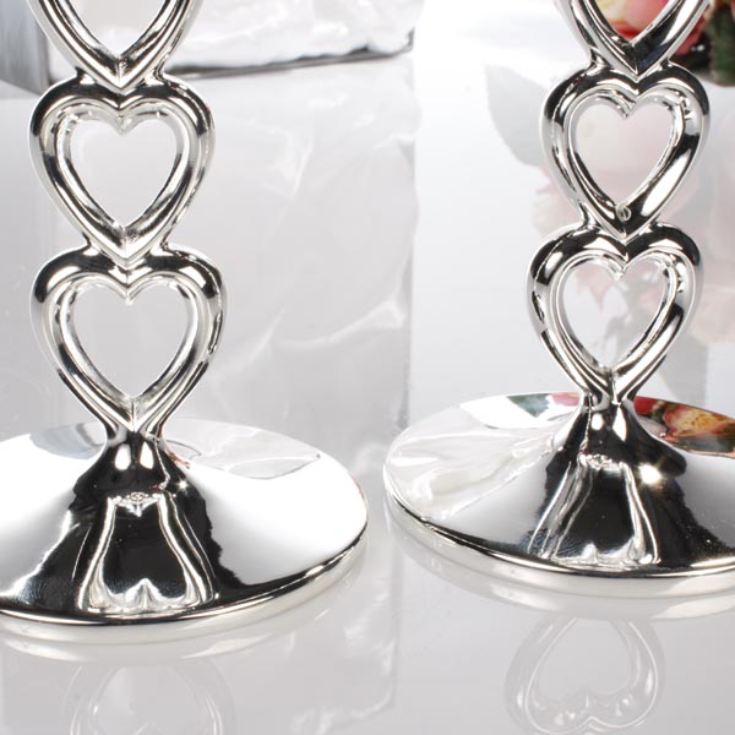 Pair of Engraved Silver Heart Stem Champagne Glasses product image