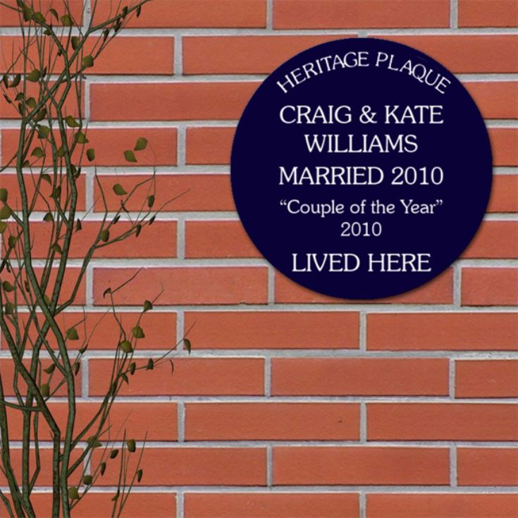 Personalised Navy Blue Heritage Wall Plaque - 19cm Custom Engraved Sign For Birthday, Wedding, Retirement