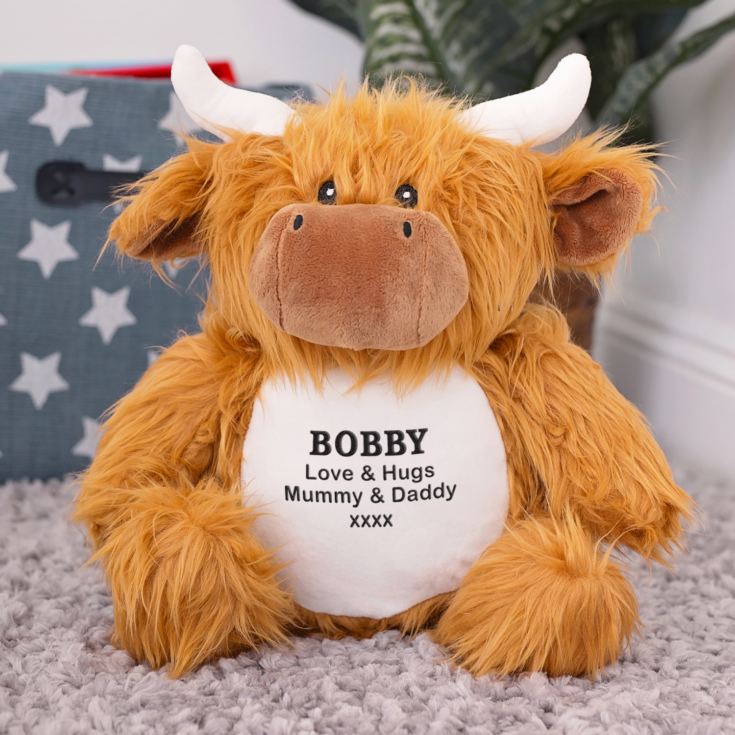 Personalised Embroidered Cuddly Highland Cow product image