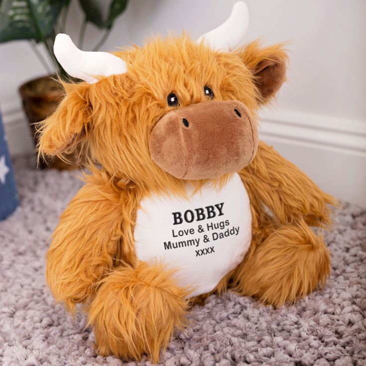 Personalised Embroidered Cuddly Highland Cow product image