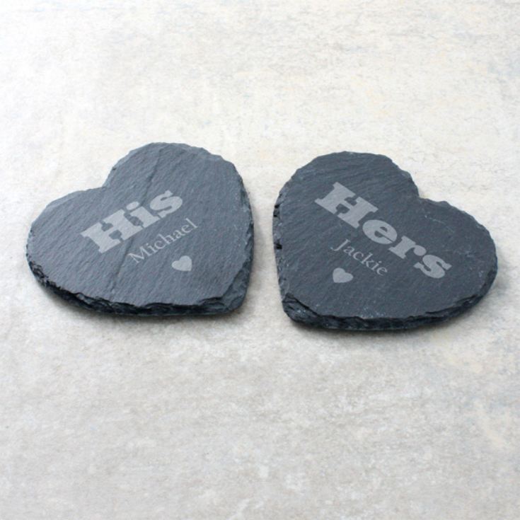 Pair of His and Hers Personalised Slate Coasters product image