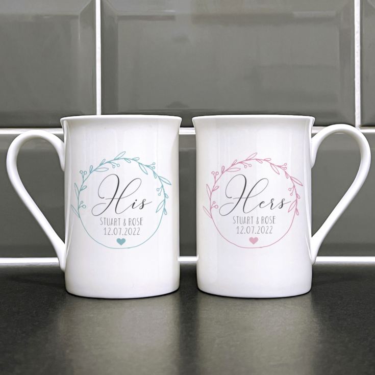 Personalised His & Hers Bone China Mugs product image