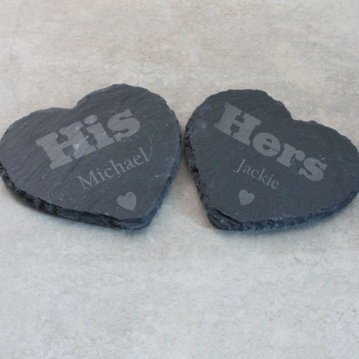 Pair of His and Hers Personalised Slate Coasters product image