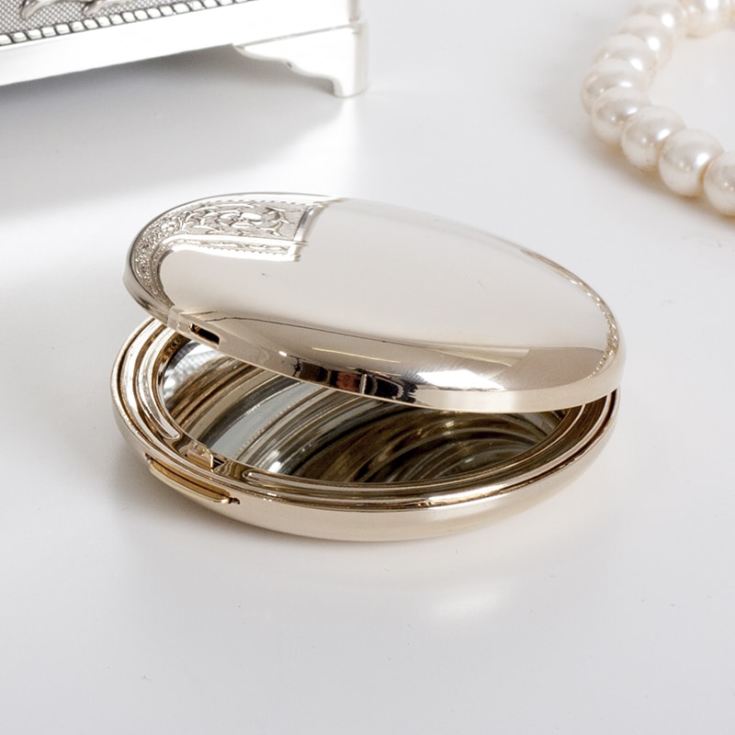 Personalised Gold Plated Round Compact Mirror The Gift Experience
