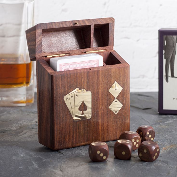 Personalised Playing Card and Dice Set In Wooden Box The Gift Experience