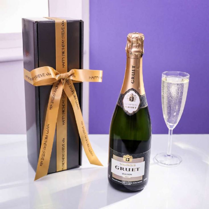 Gruet Brut Champagne & Gift Box with Personalised Ribbon product image