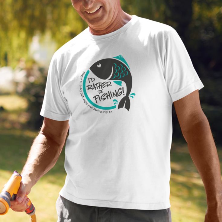 Personalised I'd Rather Be Fishing Mens T-Shirt product image