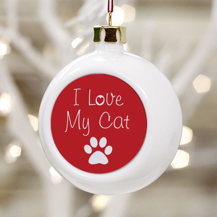 I Love My Cat Personalised Christmas Bauble product image