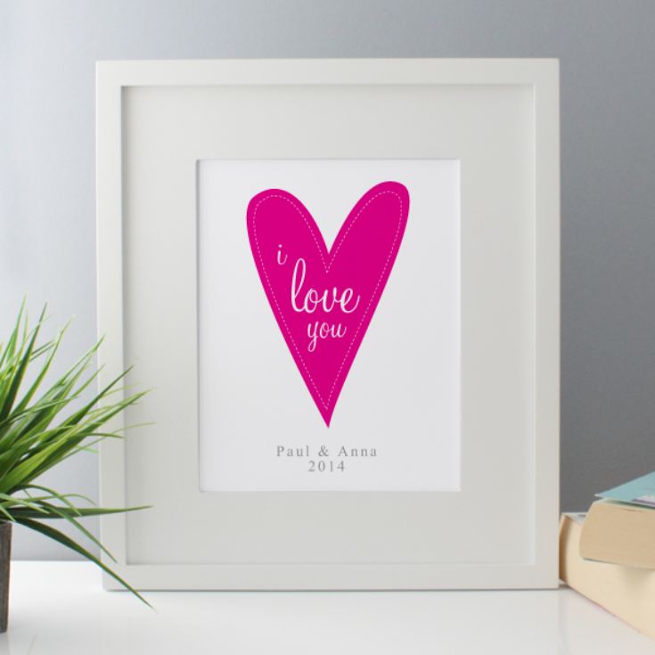 I Love You Personalised Framed Print - Pink product image