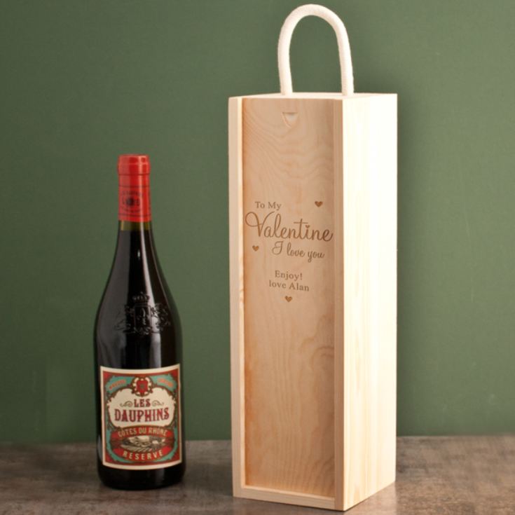 Personalised Valentines Day Wooden Wine Box product image