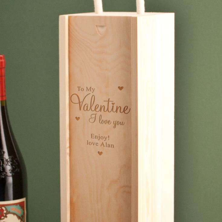 Personalised Valentines Day Wooden Wine Box product image