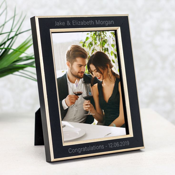 Personalised Black and Gold 5 x 7 Photo Frame The Gift Experience