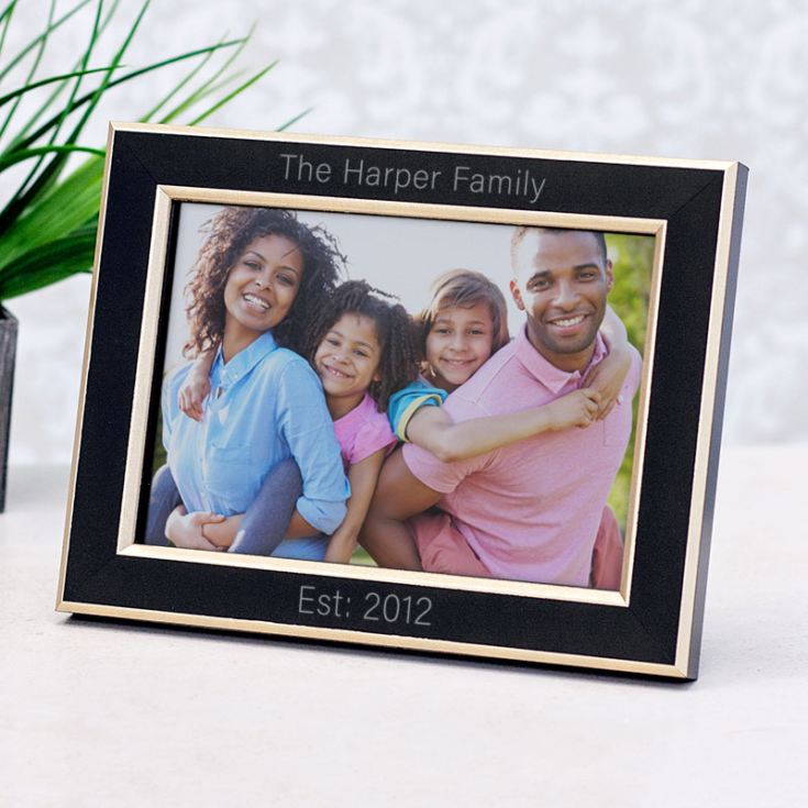 Personalised Black and Gold 5 x 7 Photo Frame The Gift Experience