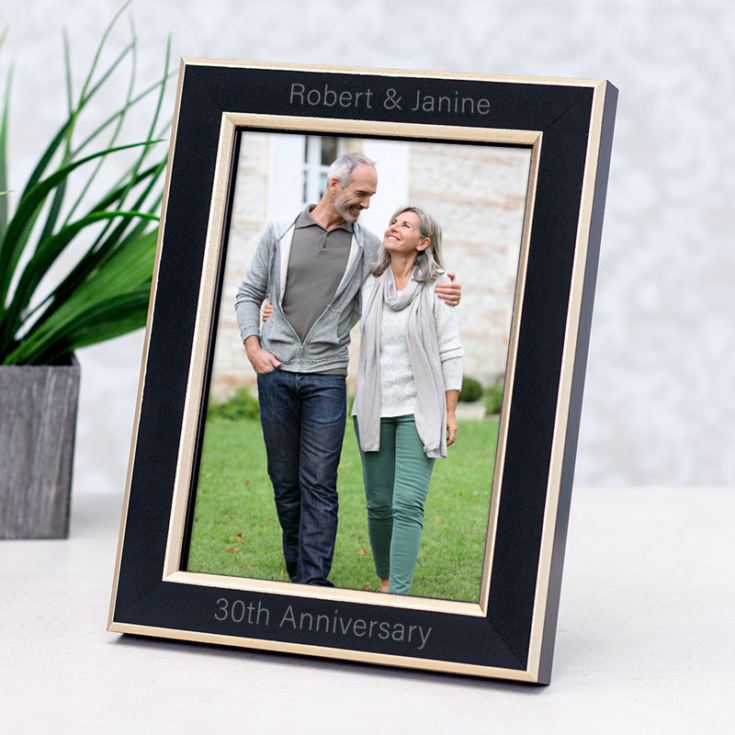 Personalised Black and Gold 5 x 7 Photo Frame The Gift Experience