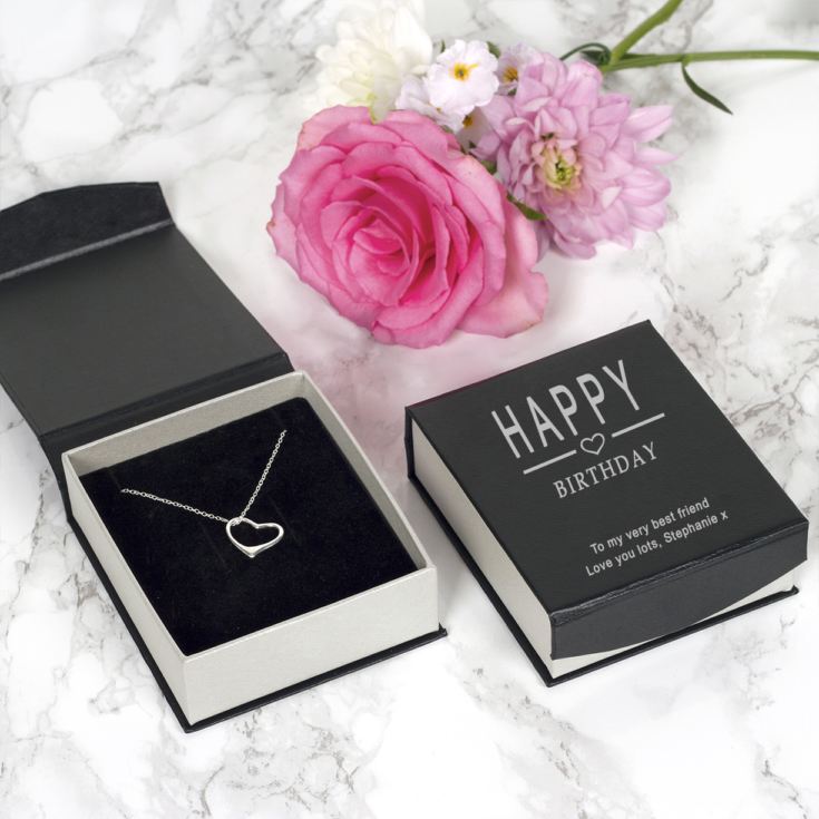 Happy Birthday Heart Pendant and Chain in Personalised Box product image