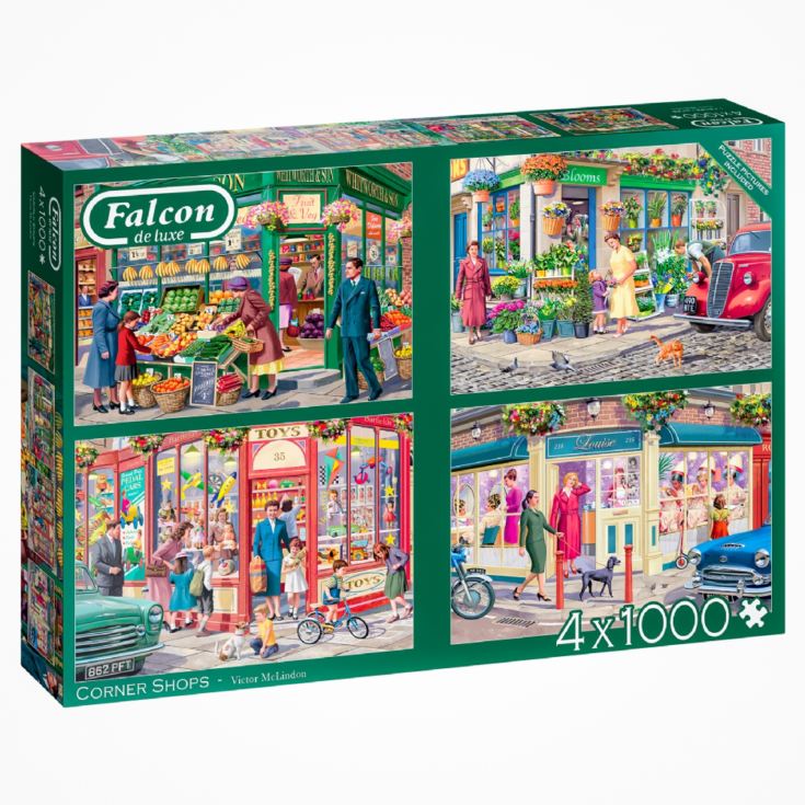 Deluxe Corner Shops 4 pack 1000 Piece Jigsaw Puzzle product image
