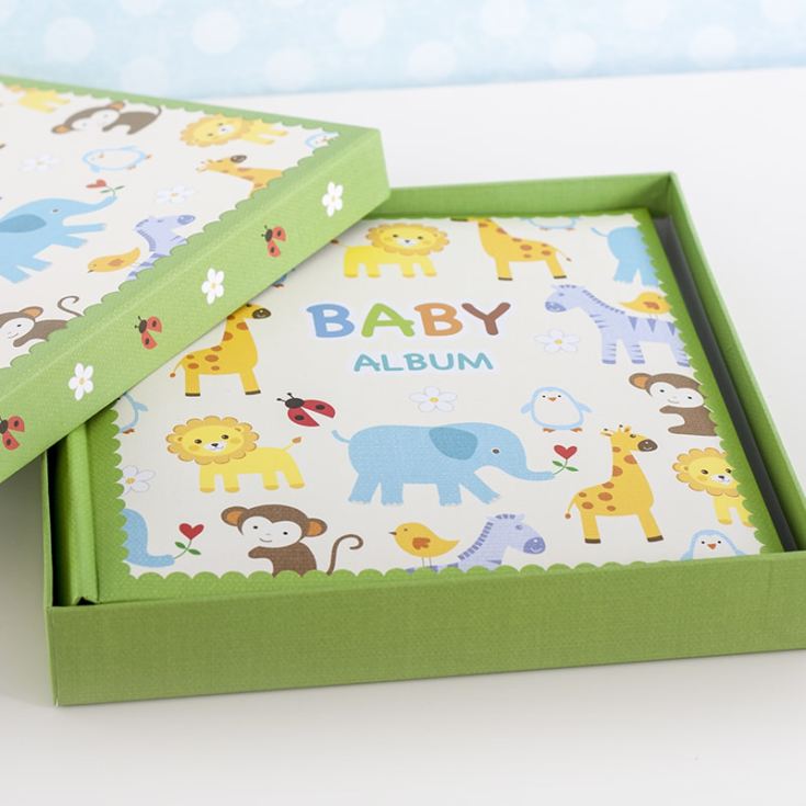 Baby Boys Zoo Photo Album With Keepsake Box The Gift Experience