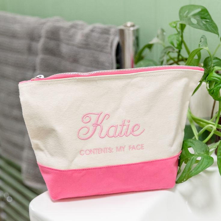 Personalised Embroidered Pink Dipped Washbag product image