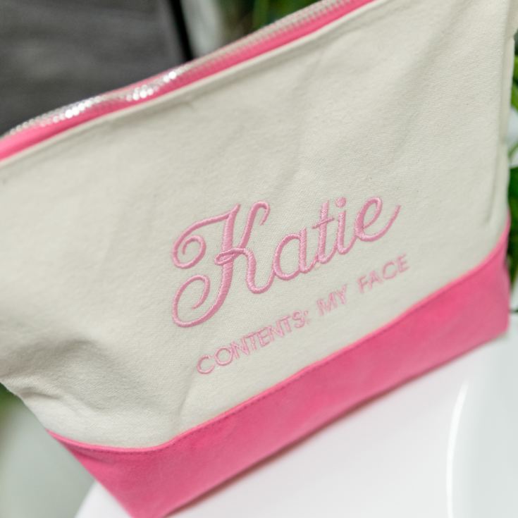Personalised Embroidered Pink Dipped Washbag product image