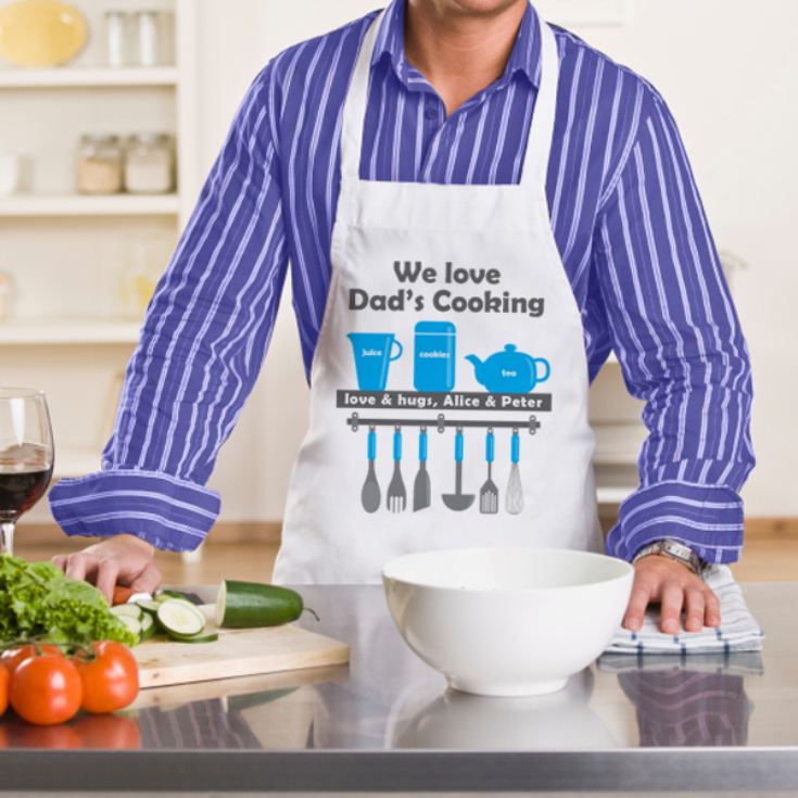 We Love Dad's Cooking Personalised Apron product image