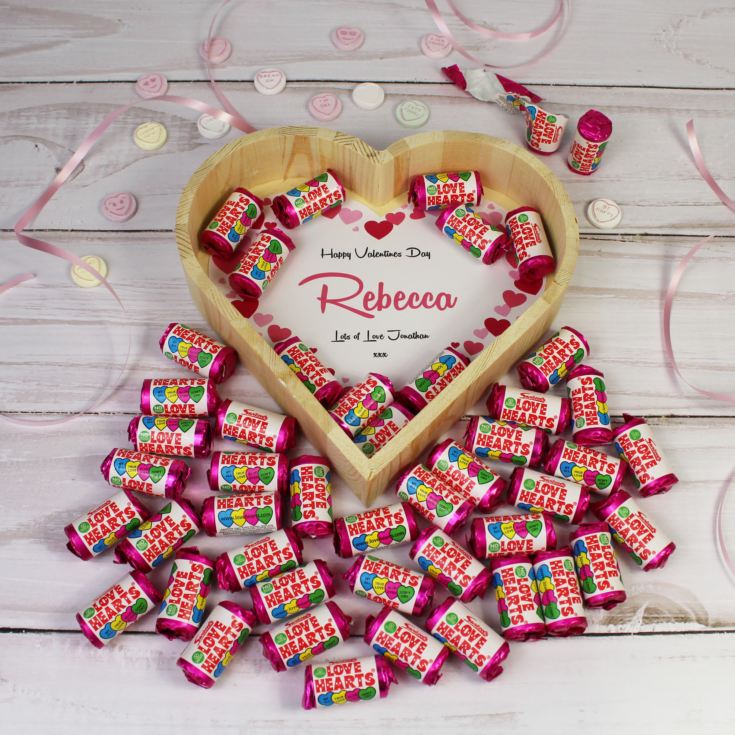 Personalised Heart Shaped Tray of Love Hearts product image