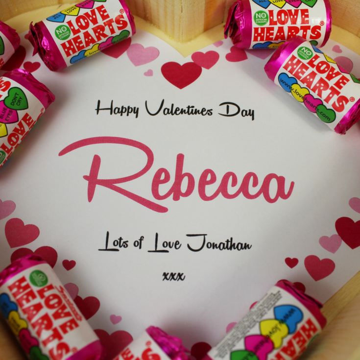 Personalised Heart Shaped Tray of Love Hearts product image