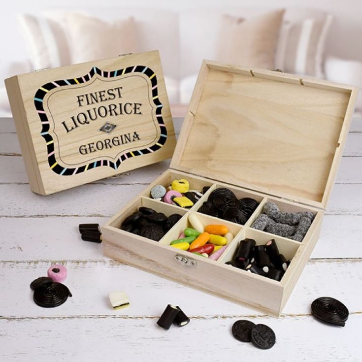 Personalised Finest Liquorice Wooden Sweet Box product image