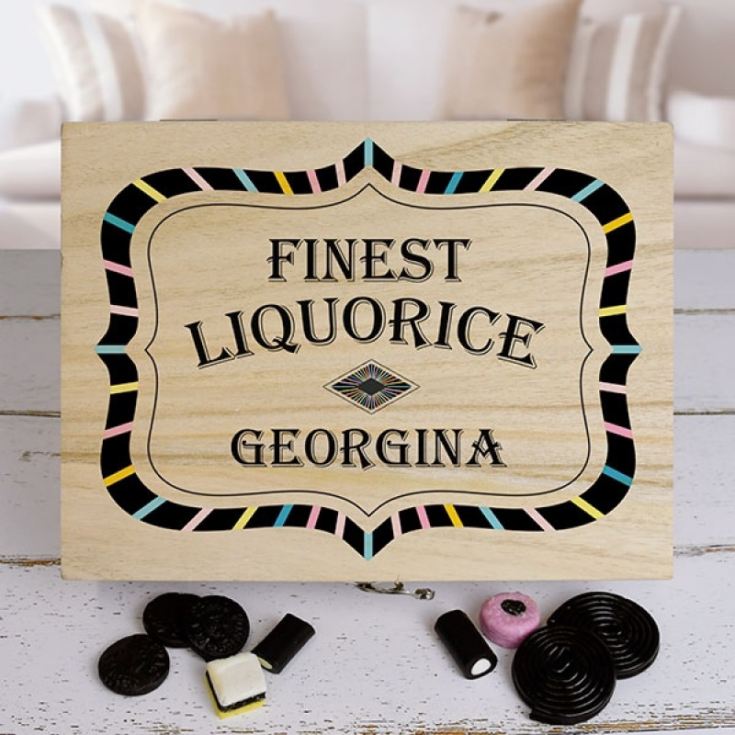 Personalised Finest Liquorice Wooden Sweet Box product image