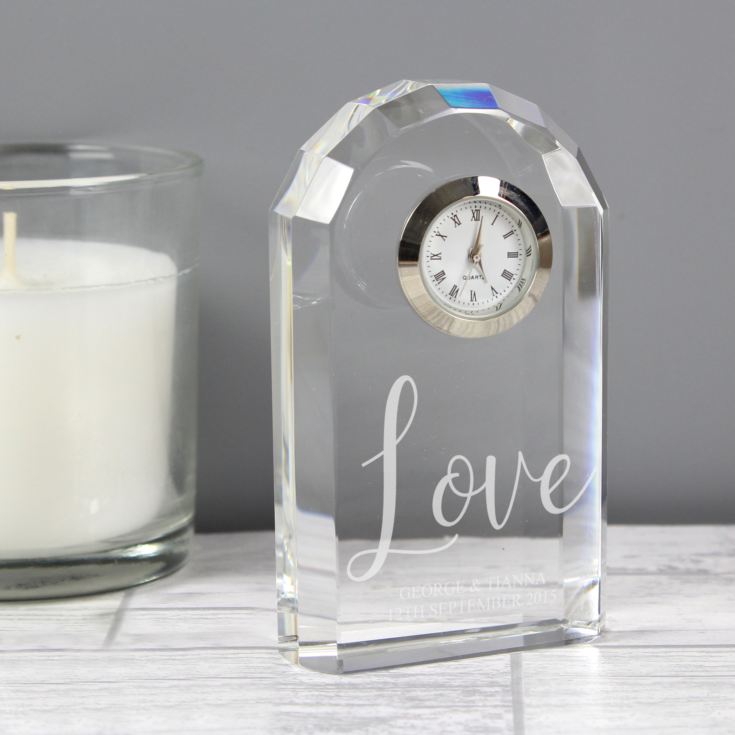 Personalised Love Crystal Mantel Clock product image