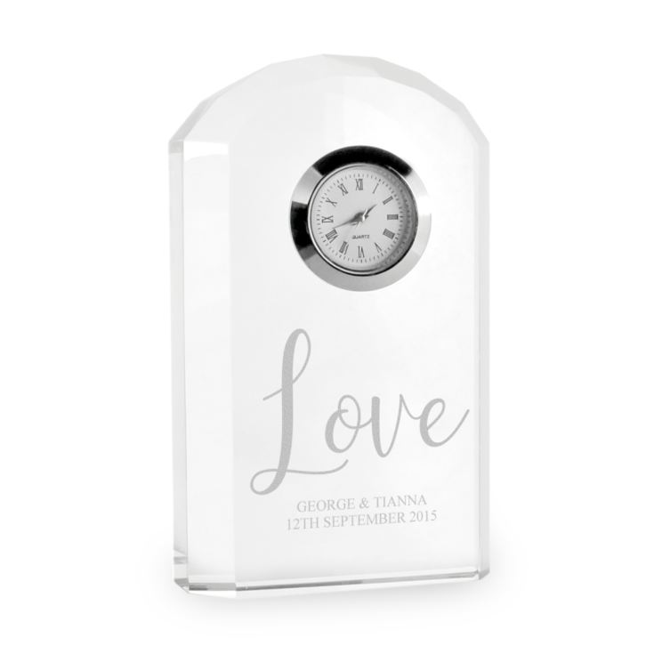 Personalised Love Crystal Mantel Clock product image