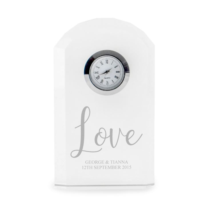 Personalised Love Crystal Mantel Clock product image