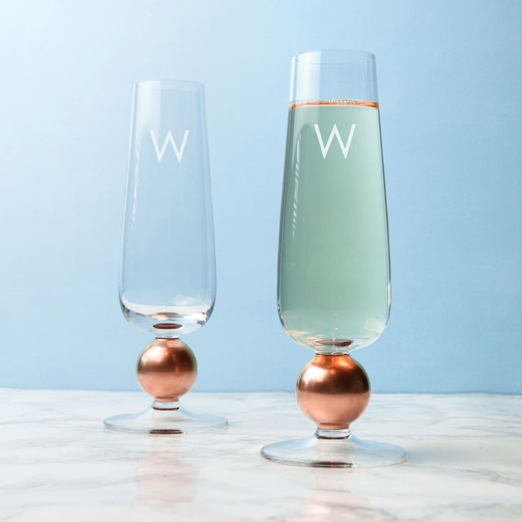 Personalised LSA Set Of Two Rose Gold Champagne Glasses product image