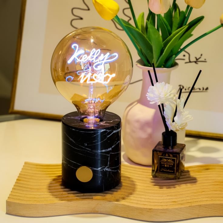 Personalised LED Any Name or Word Glass Bulb & Stand product image
