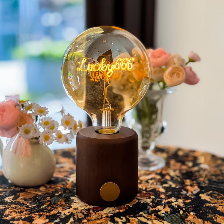 Personalised LED Any Name or Word Glass Bulb & Stand product image