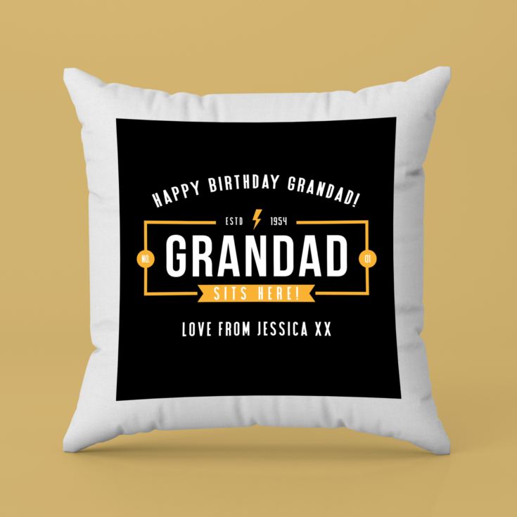Personalised Luxury Grandad Black Cushion product image