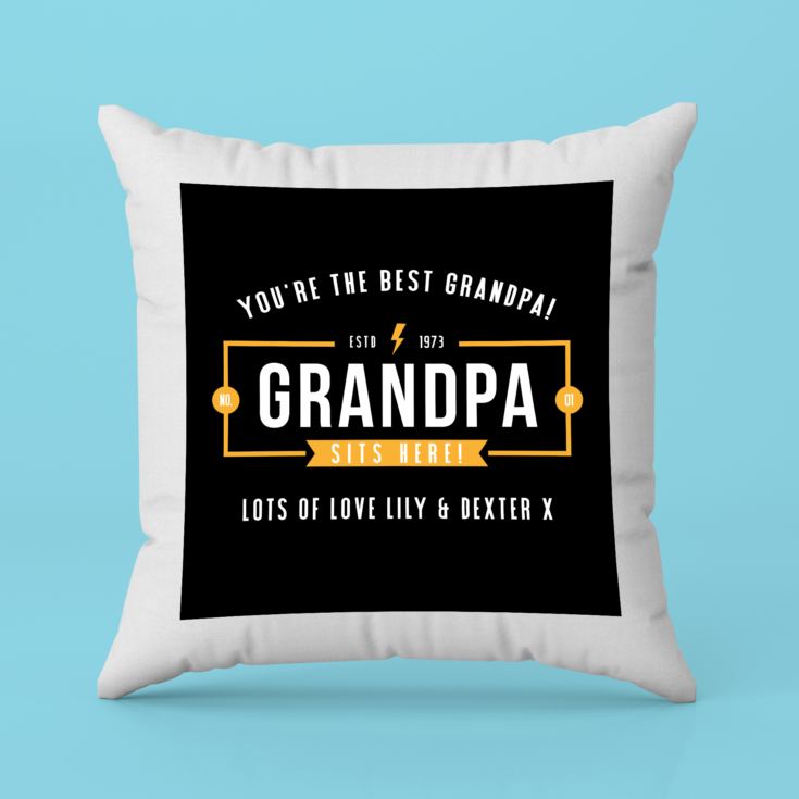 Personalised Luxury Grandad Black Cushion product image