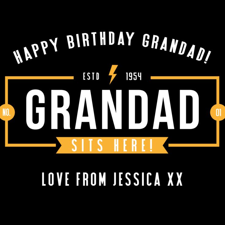 Personalised Luxury Grandad Black Cushion product image