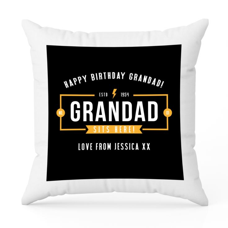 Personalised Luxury Grandad Black Cushion product image