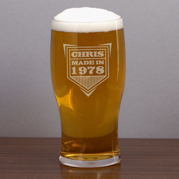 Personalised Made In Year Pint Glass product image
