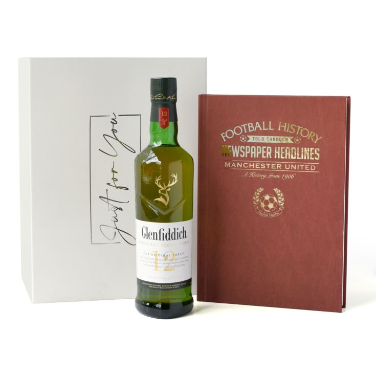 Manchester United Football Newspaper Book & Glenfiddich Whisky Gift Set product image