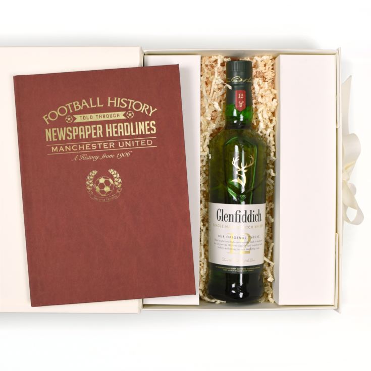 Manchester United Football Newspaper Book & Glenfiddich Whisky Gift Set product image