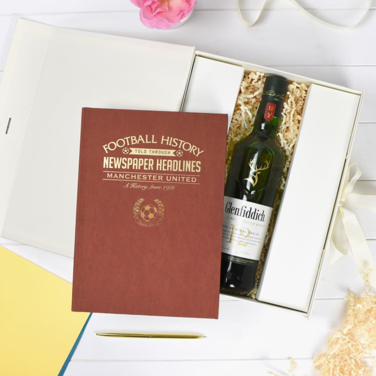 Manchester United Football Newspaper Book & Glenfiddich Whisky Gift Set product image